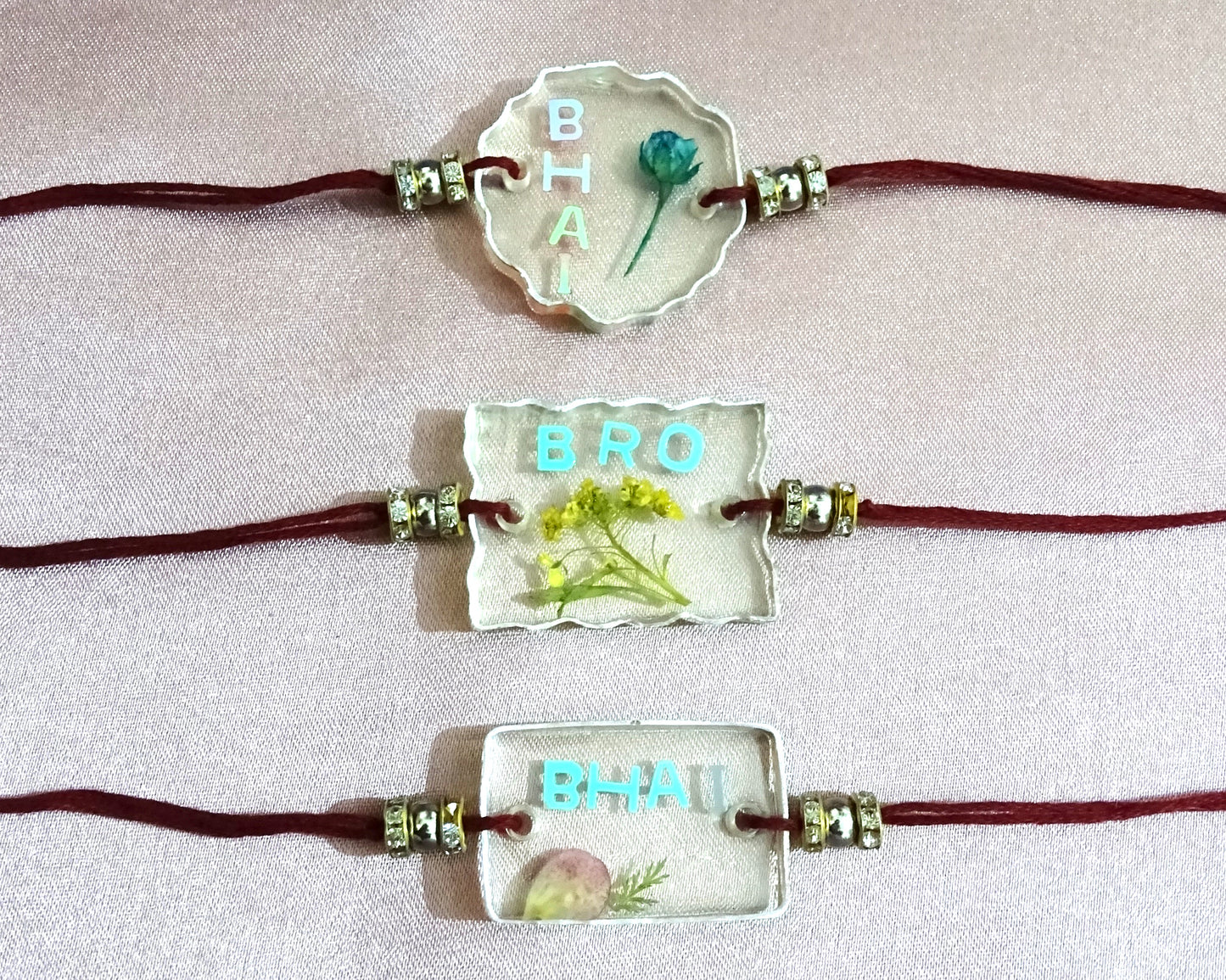 Special Rakhi with Preserved Flower (Set of 3) with Roli & Chawal