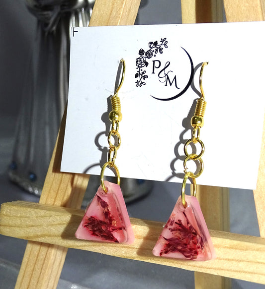 Earrings with Preserved Red Petals