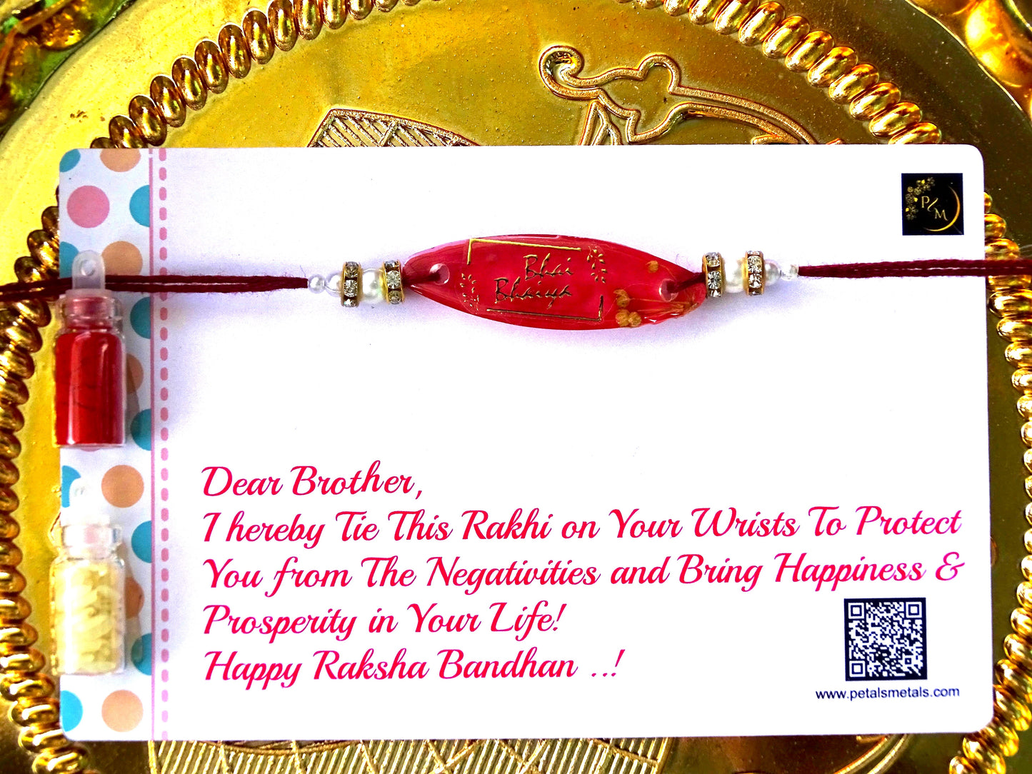 Premium Rakhi with Preserved Flower With Roli and Chawal