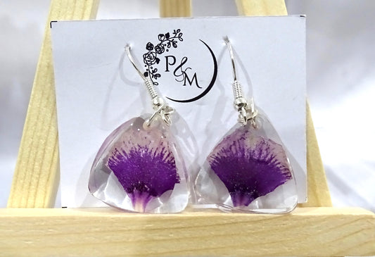 Ear Rings with Preserved "Sweet William" Flower Petals